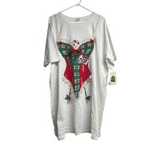 Sensual Teeze Night T-Shirt Women's OSFM White Christmas Lingerie Double Sided